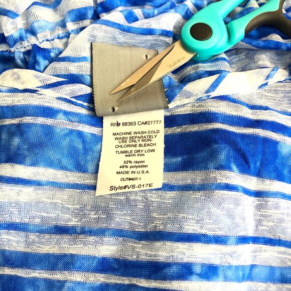 Dream Beach Sheer Maxi Dress Swimsuit Cover Low V Neck Size Medium Blue Vintage - Picture 11 of 11